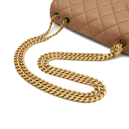 CHANEL MATELASSE CHAIN SHOULDER BAG BEIGE LAMB SKIN GOLD HARDWARE 90332573