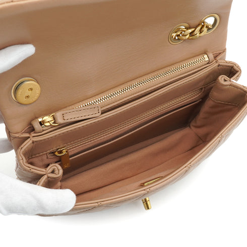 CHANEL MATELASSE CHAIN SHOULDER BAG BEIGE LAMB SKIN GOLD HARDWARE 90332573