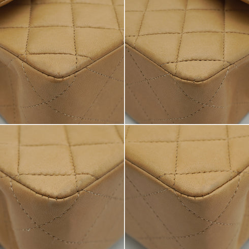 VINTAGE CHANEL CLASSIC FLAP MEDIUM SHOULDER BAG BEIGE LAMB SKIN GOLD HARDWARE 90335306