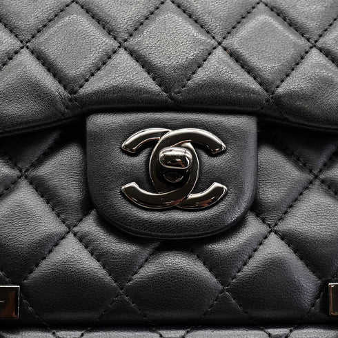 CHANEL MATELASSE CHAIN SHOULDER BAG BLACK LAMB SKIN BLACK HARDWARE 90331669