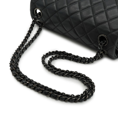 CHANEL MATELASSE CHAIN SHOULDER BAG BLACK LAMB SKIN BLACK HARDWARE 90331669