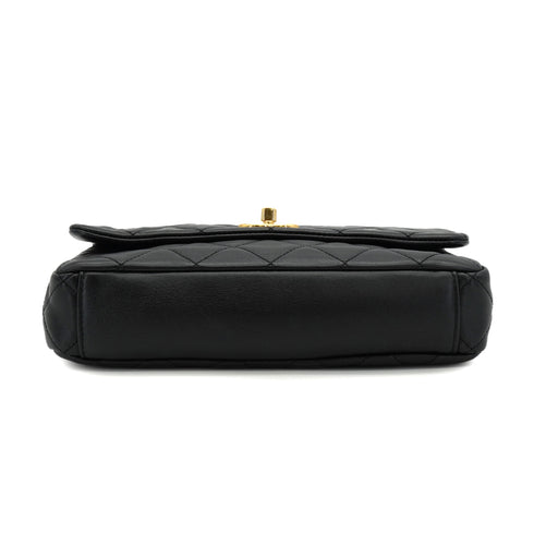CHANEL MATELASSE CHAIN SHOULDER BAG BLACK LAMB SKIN FAUX PEARL GOLD HARDWARE 90334866