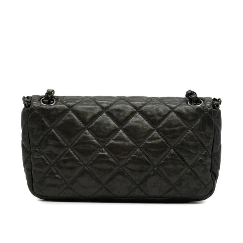CHANEL MATELASSE CHAIN SHOULDER BAG BLACK LAMB SKIN GUNMETAL HARDWARE 90347837