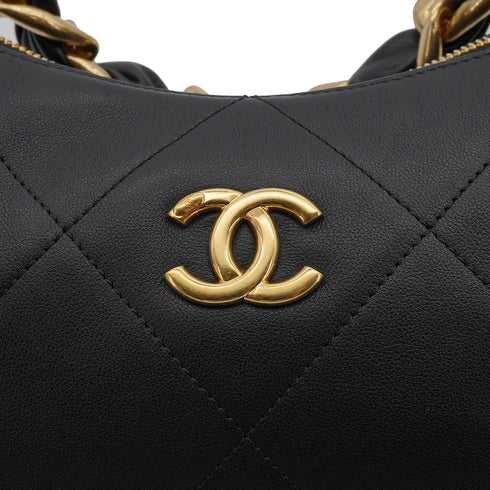 CHANEL MATELASSE CHAIN SHOULDER BAG BLACK LEATHER GOLD HARDWARE 90335035
