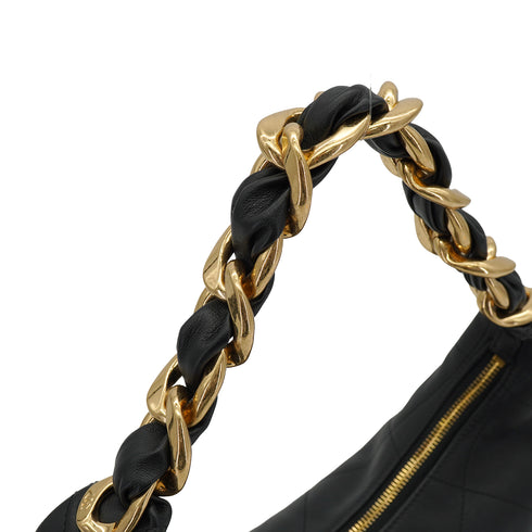 CHANEL MATELASSE CHAIN SHOULDER BAG BLACK LEATHER GOLD HARDWARE 90335035