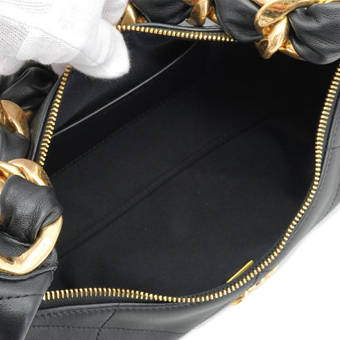 CHANEL MATELASSE CHAIN SHOULDER BAG BLACK LEATHER GOLD HARDWARE 90335035