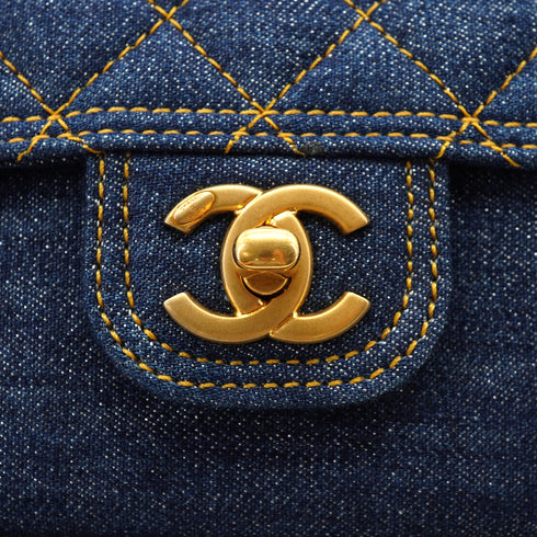 CHANEL MATELASSE CHAIN SHOULDER BAG BLUE DENIM GOLD HARDWARE 90341448
