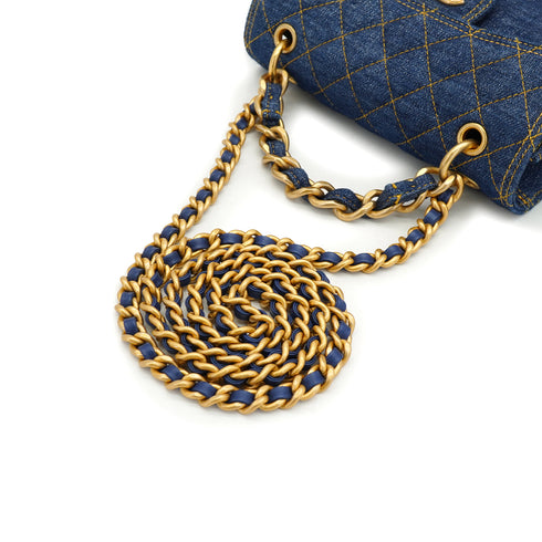 CHANEL MATELASSE CHAIN SHOULDER BAG BLUE DENIM GOLD HARDWARE 90341448