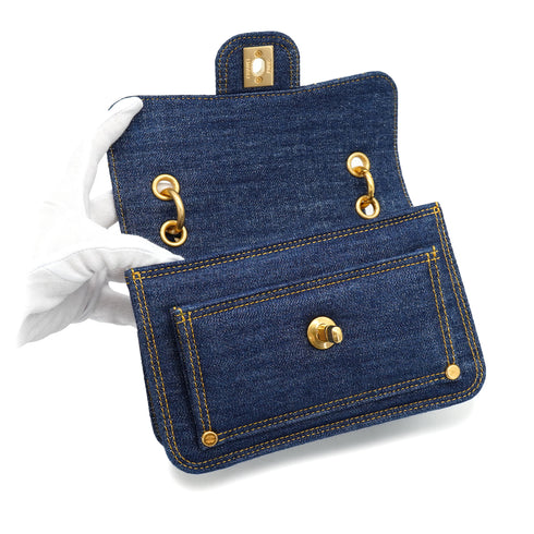 CHANEL MATELASSE CHAIN SHOULDER BAG BLUE DENIM GOLD HARDWARE 90341448