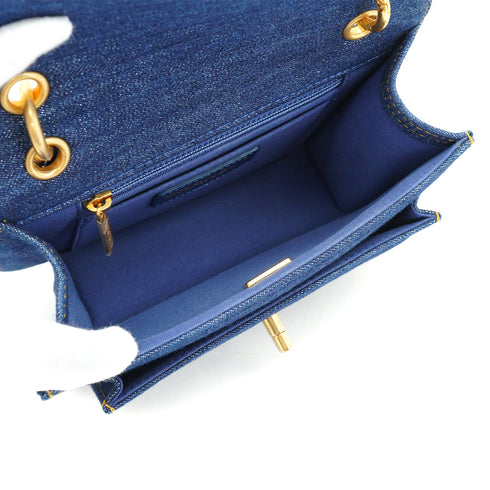 CHANEL MATELASSE CHAIN SHOULDER BAG BLUE DENIM GOLD HARDWARE 90341448
