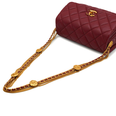 CHANEL MATELASSE CHAIN SHOULDER BAG BORDEAUX LAMB SKIN GOLD HARDWARE 90334160