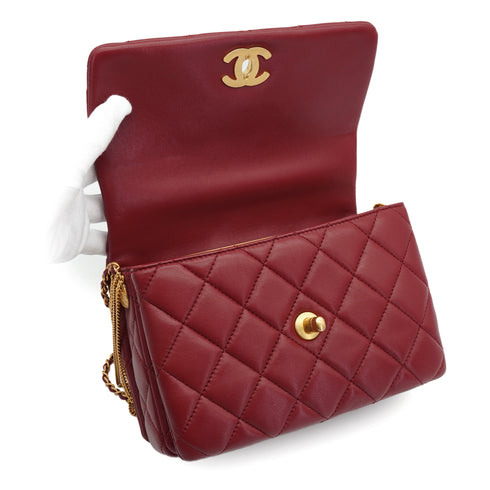 CHANEL MATELASSE CHAIN SHOULDER BAG BORDEAUX LAMB SKIN GOLD HARDWARE 90334160