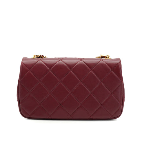 CHANEL MATELASSE CHAIN SHOULDER BAG BORDEAUX LAMB SKIN FAUX PEARL GOLD HARDWARE 90343017