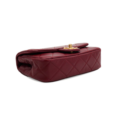 CHANEL MATELASSE CHAIN SHOULDER BAG BORDEAUX LAMB SKIN FAUX PEARL GOLD HARDWARE 90343017