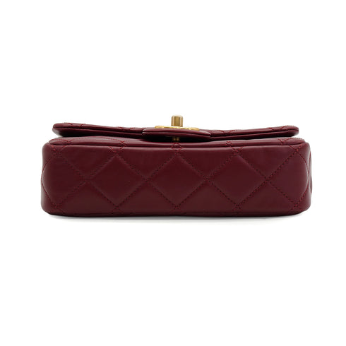 CHANEL MATELASSE CHAIN SHOULDER BAG BORDEAUX LAMB SKIN FAUX PEARL GOLD HARDWARE 90343017