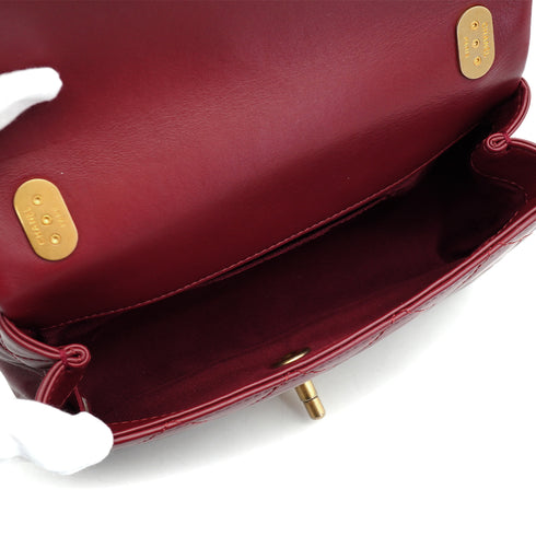 CHANEL MATELASSE CHAIN SHOULDER BAG BORDEAUX LAMB SKIN FAUX PEARL GOLD HARDWARE 90343017