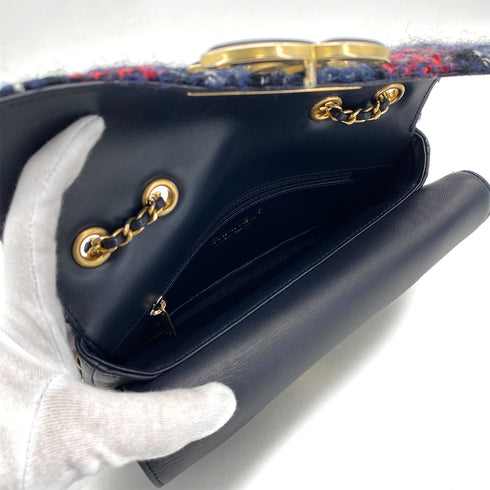 CHANEL MATELASSE CHAIN SHOULDER BAG MULTICOLOR TWEED GOLD HARDWARE 90317288