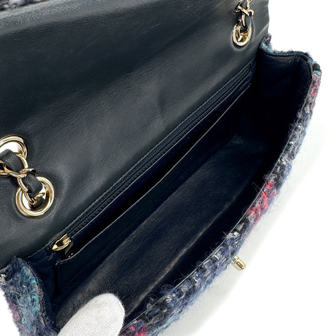 CHANEL MATELASSE CHAIN SHOULDER BAG MULTICOLOR TWEED GOLD HARDWARE 90318757