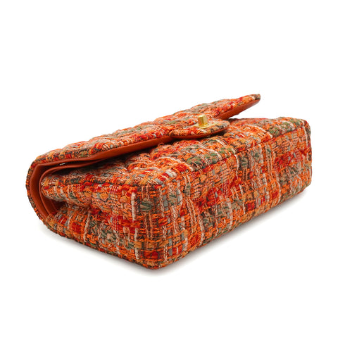 CHANEL MATELASSE CHAIN SHOULDER BAG ORANGE MULTICOLOR TWEED GOLD HARDWARE 90347919
