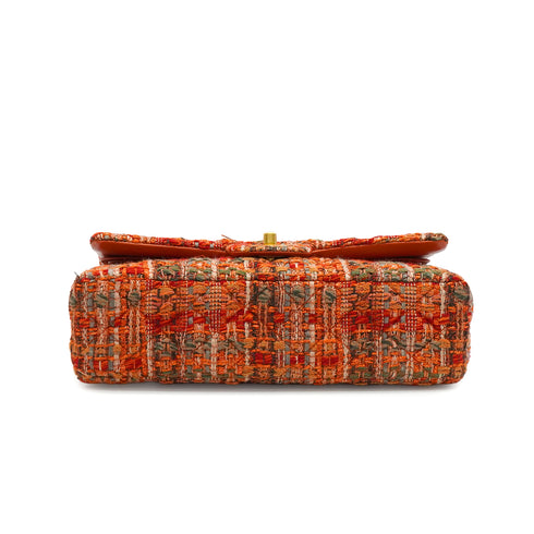 CHANEL MATELASSE CHAIN SHOULDER BAG ORANGE MULTICOLOR TWEED GOLD HARDWARE 90347919