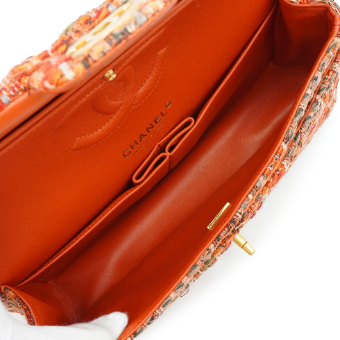 CHANEL MATELASSE CHAIN SHOULDER BAG ORANGE MULTICOLOR TWEED GOLD HARDWARE 90347919