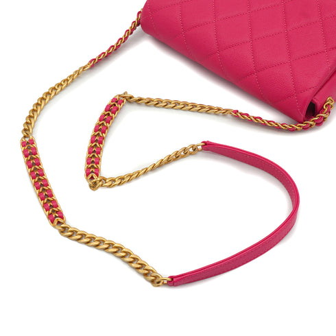 CHANEL MATELASSE CHAIN SHOULDER BAG PINK CAVIAR SKIN GOLD HARDWARE 90332577