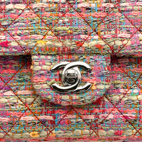 CHANEL MATELASSE CHAIN SHOULDER BAG PINK MULTICOLOR TWEED SILVER HARDWARE 90326719