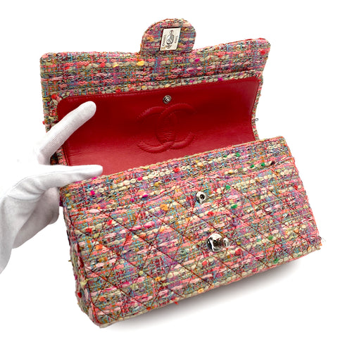CHANEL MATELASSE CHAIN SHOULDER BAG PINK MULTICOLOR TWEED SILVER HARDWARE 90326719