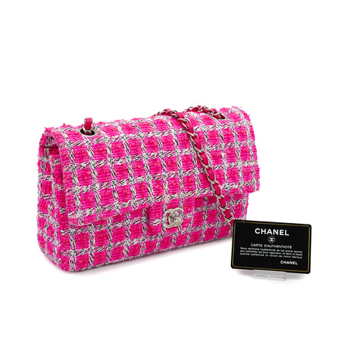 CHANEL MATELASSE CHAIN SHOULDER BAG PINK TWEED SILVER HARDWARE 90335041