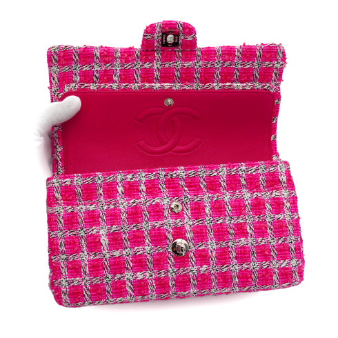 CHANEL MATELASSE CHAIN SHOULDER BAG PINK TWEED SILVER HARDWARE 90335041