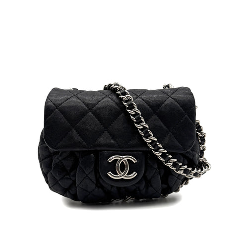 CHANEL MATELASSE COCOMARK CHAIN AROUND SHOULDER BAG BLACK LEATHER 90314412