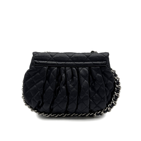 CHANEL MATELASSE COCOMARK CHAIN AROUND SHOULDER BAG BLACK LEATHER 90314412