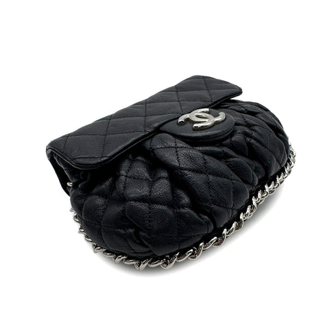 CHANEL MATELASSE COCOMARK CHAIN AROUND SHOULDER BAG BLACK LEATHER 90314412