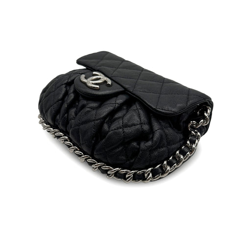CHANEL MATELASSE COCOMARK CHAIN AROUND SHOULDER BAG BLACK LEATHER 90314412