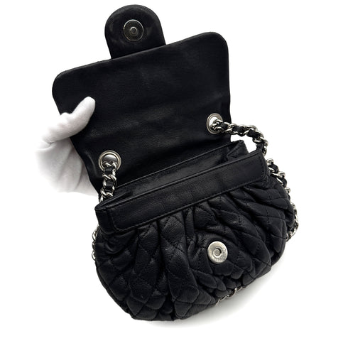 CHANEL MATELASSE COCOMARK CHAIN AROUND SHOULDER BAG BLACK LEATHER 90314412