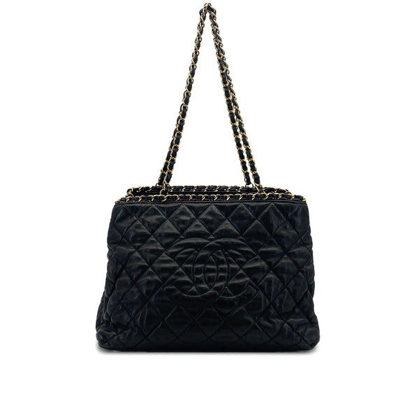 CHANEL MATELASSE COCOMARK CHAIN SHOULDER BAG BLACK LEATHER GOLD HARDWARE 90322778