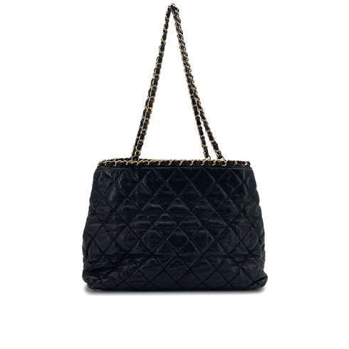 CHANEL MATELASSE COCOMARK CHAIN SHOULDER BAG BLACK LEATHER GOLD HARDWARE 90322778
