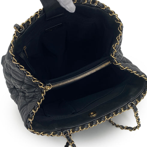 CHANEL MATELASSE COCOMARK CHAIN SHOULDER BAG BLACK LEATHER GOLD HARDWARE 90322778
