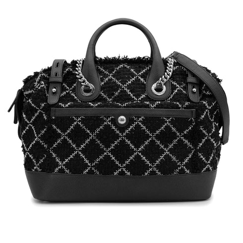 CHANEL MATELASSE COCOMARK CHAIN SHOULDER HAND BAG BLACK WHITE TWEED 90313405