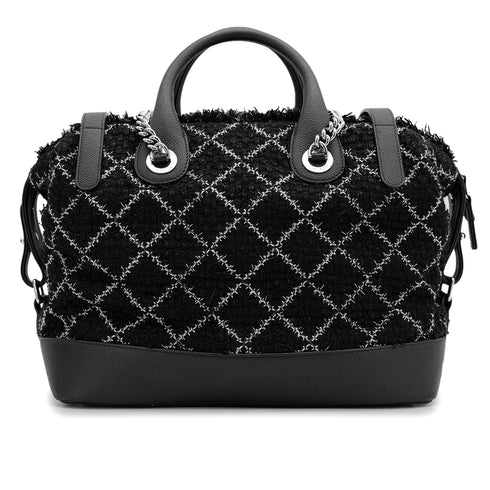 CHANEL MATELASSE COCOMARK CHAIN SHOULDER HAND BAG BLACK WHITE TWEED 90313405