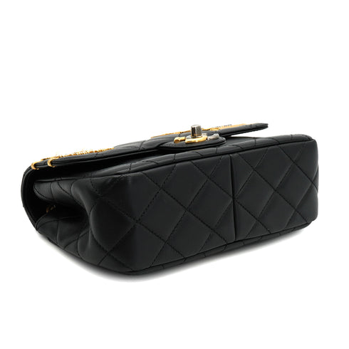 CHANEL MATELASSE COCO CLIPS CHAIN SHOULDER BAG RHINESTONE FAUX PEARL BLACK LAMB SKIN GOLD HARDWARE 90331664