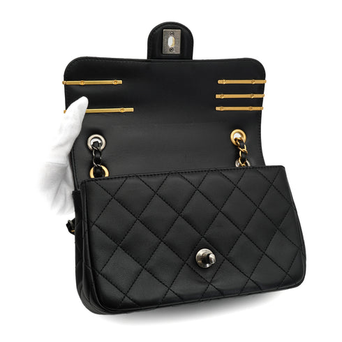 CHANEL MATELASSE COCO CLIPS CHAIN SHOULDER BAG RHINESTONE FAUX PEARL BLACK LAMB SKIN GOLD HARDWARE 90331664