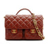CHANEL MATELASSE DOUBLE COCOMARK CHAIN SHOULDER HAND BAG BROWN LEATHER GOLD HARDWARE 90342593
