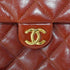 CHANEL MATELASSE DOUBLE COCOMARK CHAIN SHOULDER HAND BAG BROWN LEATHER GOLD HARDWARE 90342593