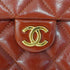 CHANEL MATELASSE DOUBLE COCOMARK CHAIN SHOULDER HAND BAG BROWN LEATHER GOLD HARDWARE 90342593