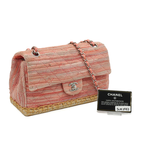 CHANEL MATELASSE ESPADRILLE MOTIF CHAIN SHOULDER BAG PINK SILVER HARDWARE 90343943