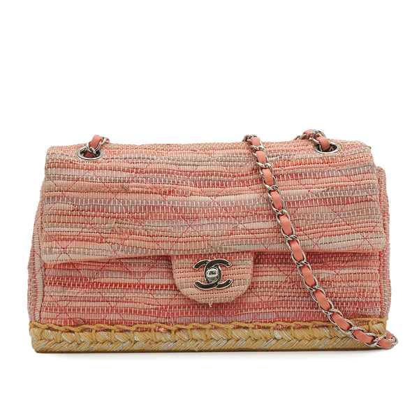 CHANEL MATELASSE ESPADRILLE MOTIF CHAIN SHOULDER BAG PINK SILVER HARDWARE 90343943