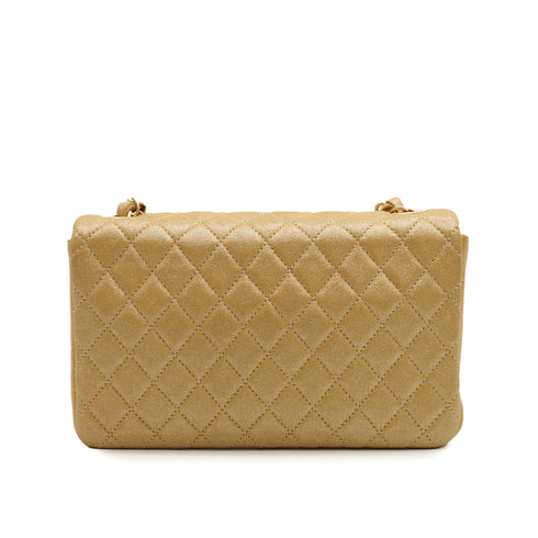 CHANEL MATELASSE FAUX PEARL CHAIN SHOULDER BAG BEIGE IRIDESCENT LAMB SKIN GOLD HARDWARE 90349392