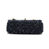 CHANEL MATELASSE FAUX PEARL HAND CHAIN SHOULDER BAG BLACK NAVY SEQUINS LEATHER GOLD HARDWARE 90343005