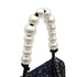 CHANEL MATELASSE FAUX PEARL HAND CHAIN SHOULDER BAG BLACK NAVY SEQUINS LEATHER GOLD HARDWARE 90343005